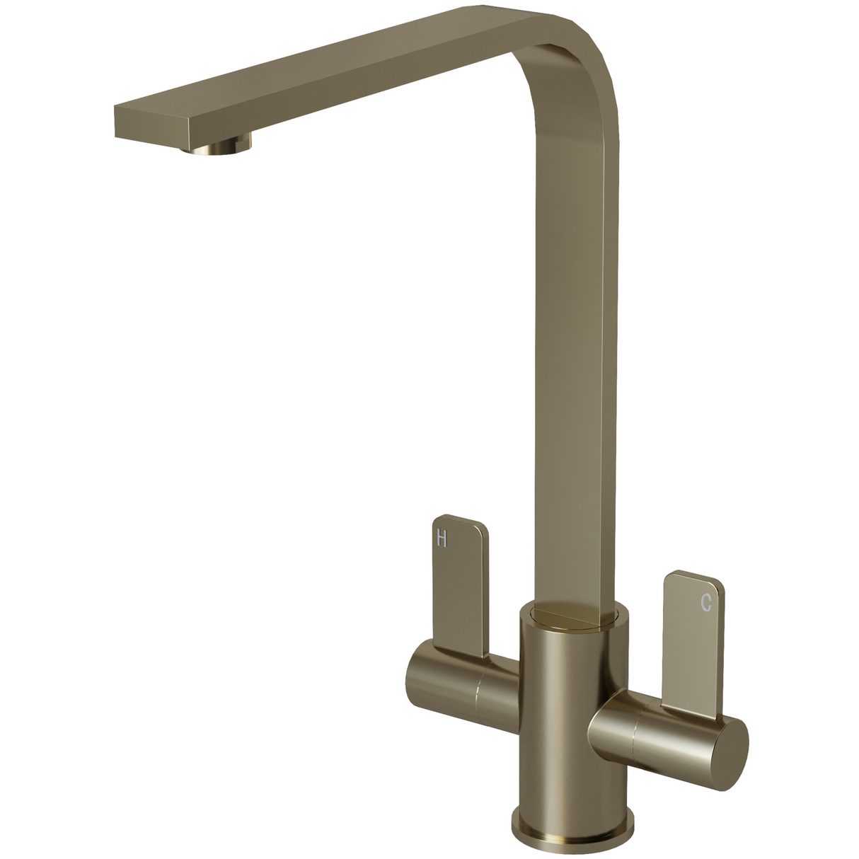 Ellsi Eben Twin Lever Kitchen Mixer Tap BRUSHED STEEL EBE-01-BS