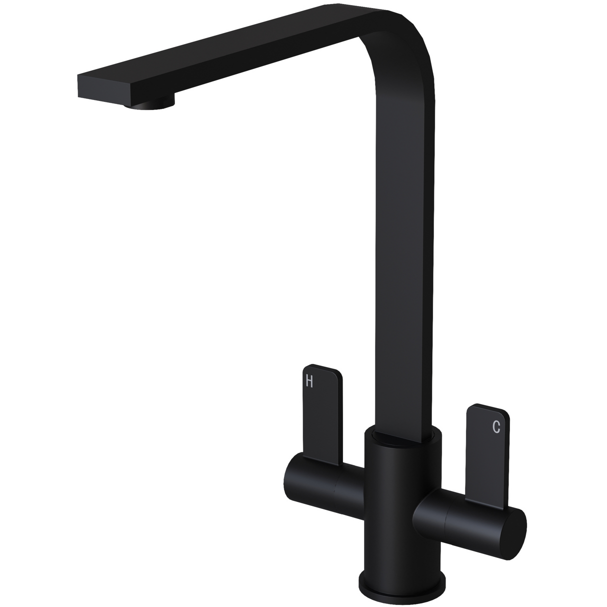 Ellsi Eben Twin Lever Kitchen Mixer Tap MATT BLACK EBE-01-MB