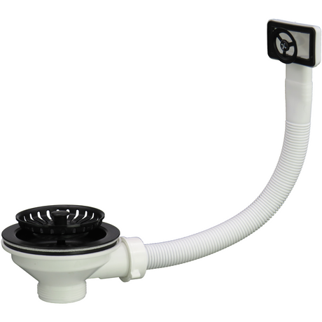 Ellsi Eco Kitchen Sink Waste Strainer & Overflow PP Matt Black 90mm PP MATT BLACK PDT-000544_2