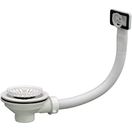 Ellsi Eco Kitchen Sink Waste Strainer & Overflow PP Matt White 90mm PP MATT WHITE PDT-000546_2