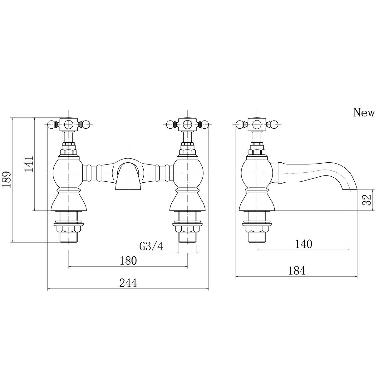 Ellsi Eden Bath Filler Tap Chrome EDE-03-CH LD