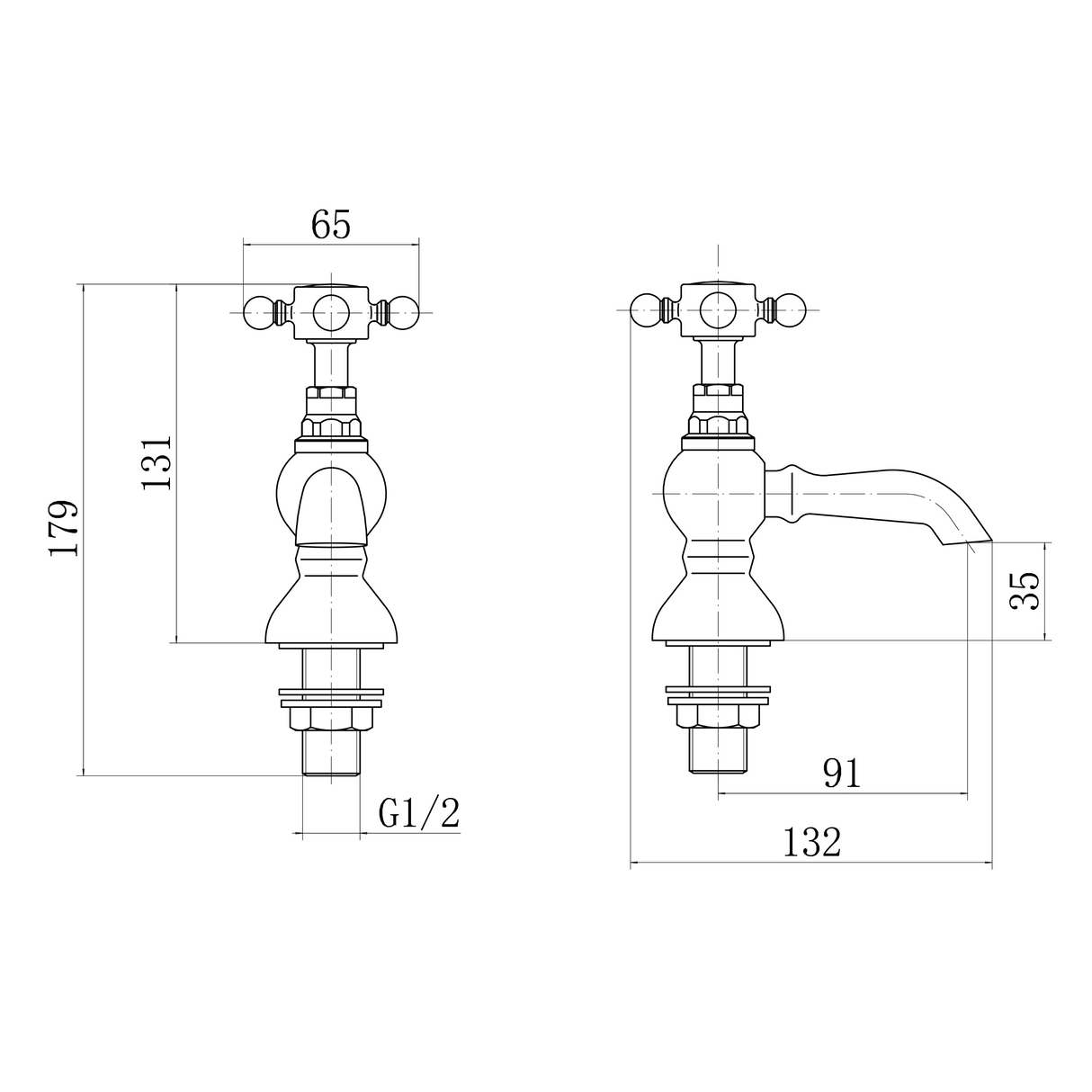 Ellsi Eden Basin Pillar Taps Chrome EDE-04-CH LD