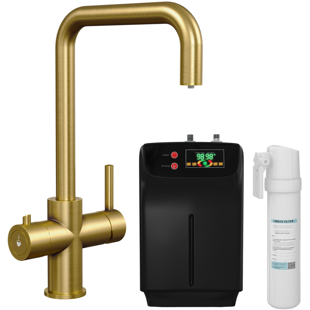 Ellsi Elise 3in1 Instant Boiling Water Tap With Boiler & Filter BRUSHED GOLD HWT-KIT-01-BG