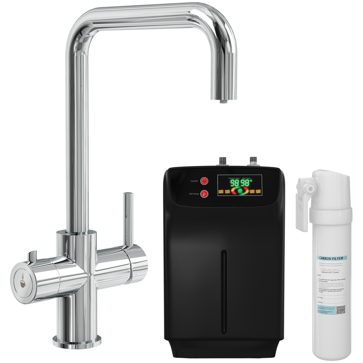 Ellsi Elise 3in1 Instant Boiling Water Tap With Boiler & Filter CHROME HWT-KIT-01-CH