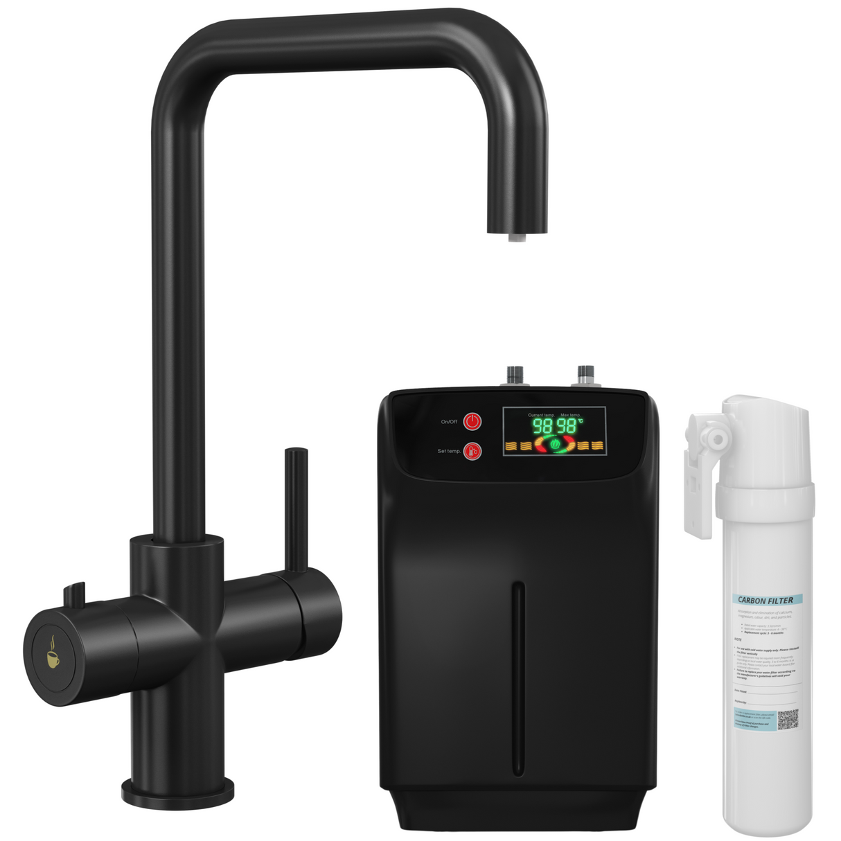 Ellsi Elise 3in1 Instant Boiling Water Tap With Boiler & Filter MATT BLACK HWT-KIT-01-MB