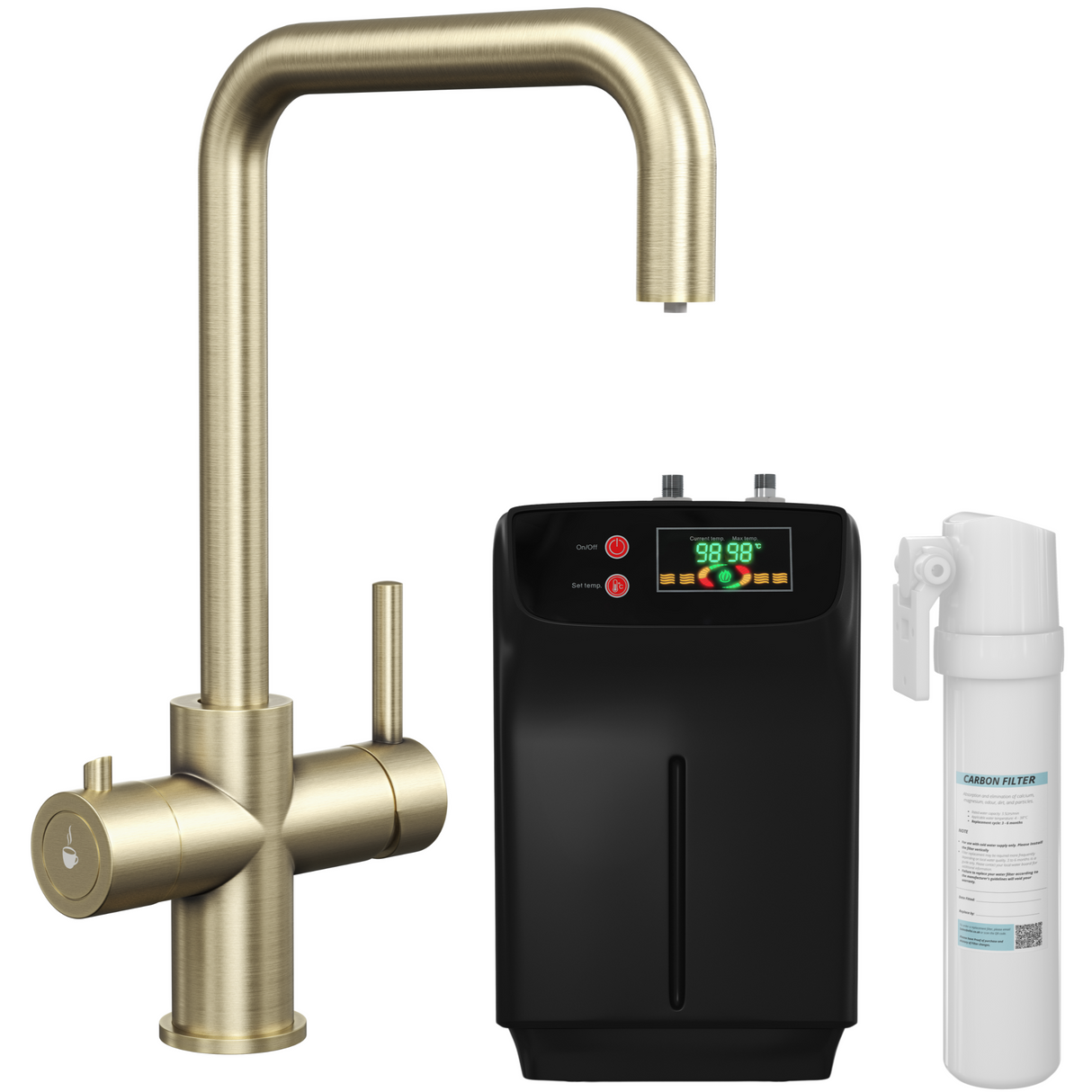 Ellsi Elise 4in1 Instant Boiling Water Tap With Boiler & Filter BRUSHED STEEL HWT-KIT-02-BS