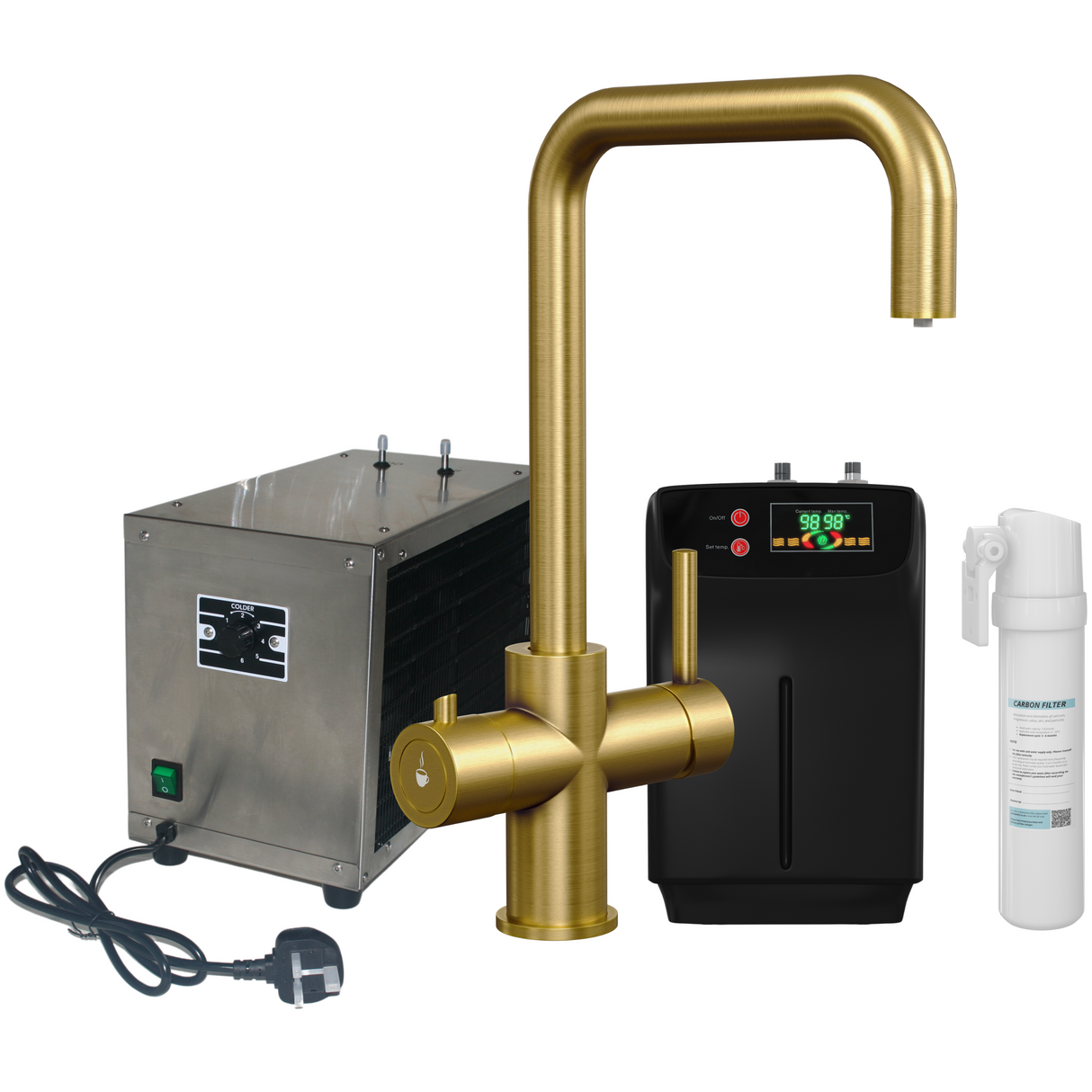 Ellsi Elise 4in1 Instant Boiling Water Tap With Boiler, Filter & Chiller BRUSHED GOLD HWT-KIT-17-BG
