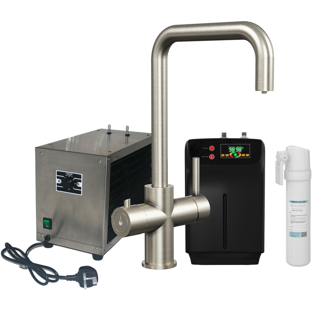 Ellsi Elise 4in1 Instant Boiling Water Tap With Boiler, Filter & Chiller BRUSHED STEEL HWT-KIT-17-BS