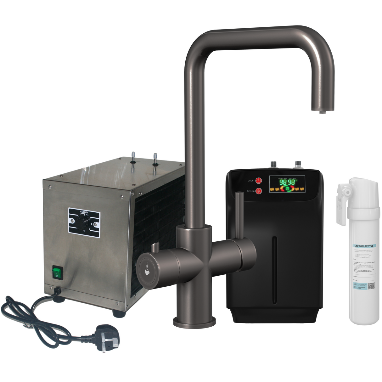 Ellsi Elise 4in1 Instant Boiling Water Tap With Boiler, Filter & Chiller GUN METAL HWT-KIT-17-GM