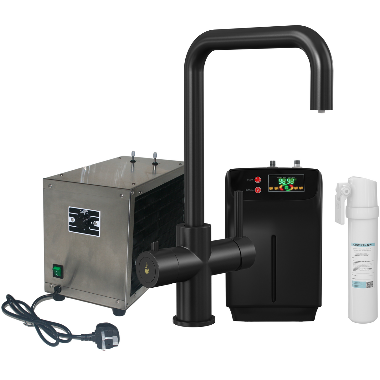 Ellsi Elise 4in1 Instant Boiling Water Tap With Boiler, Filter & Chiller MATT BLACK HWT-KIT-17-MB