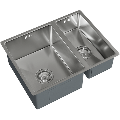 Ellsi Elite 1.5 Bowl Stainless Steel Undermount Kitchen Sink Brushed Steel 555mm x 440mm BRUSHED STEEL PDT-000442_2