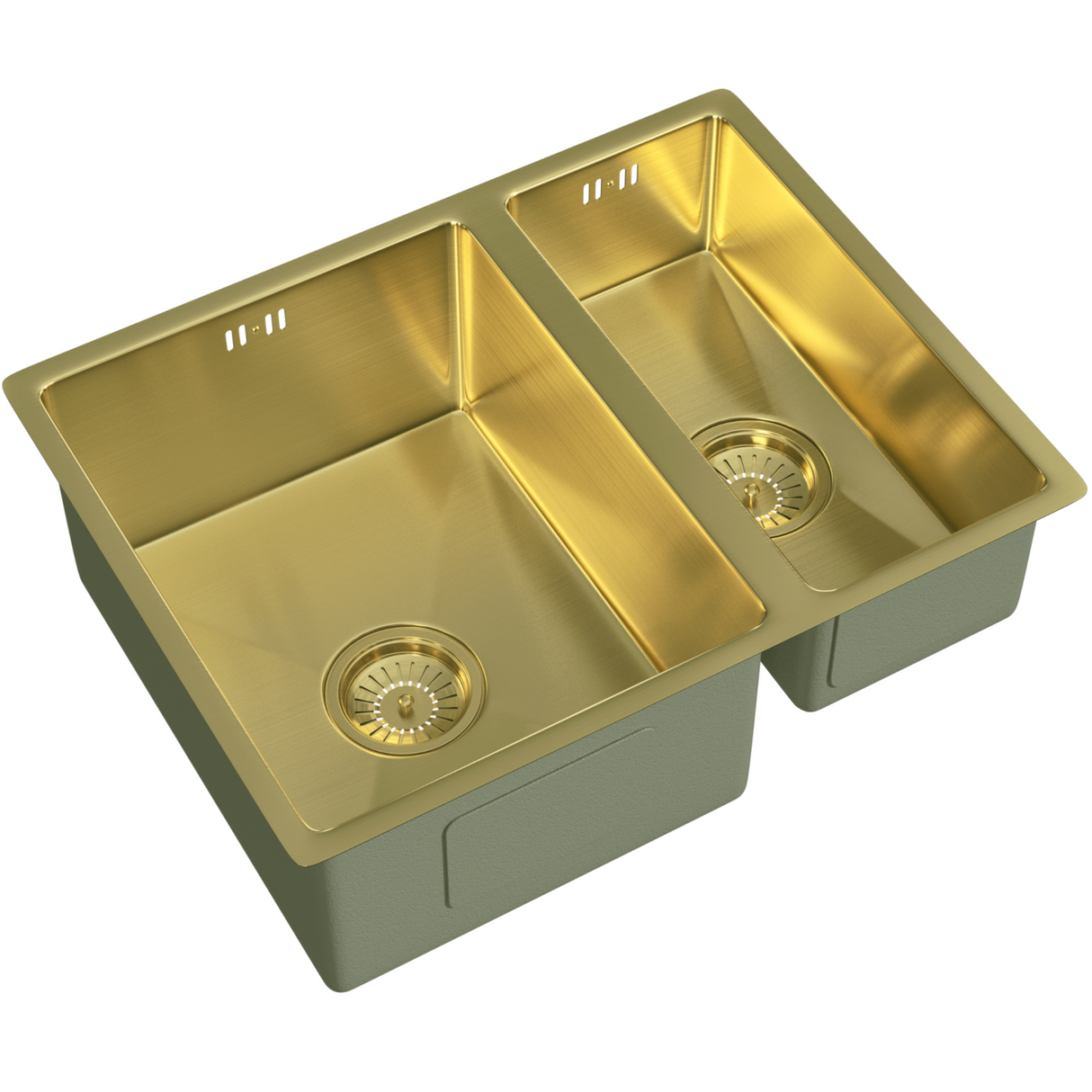 Ellsi Elite 1.5 Bowl Stainless Steel Undermount Kitchen Sink Brushed Brass 555mm x 440mm BRUSHED BRASS PDT-000663_2