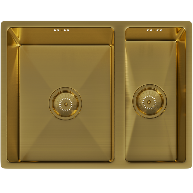 Ellsi Elite 1.5 Bowl Stainless Steel Undermount Kitchen Sink Brushed Gold 555mm x 440mm BRUSHED GOLD PDT-000443_1