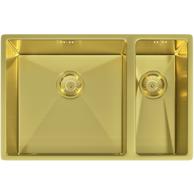 Ellsi Elite 1.5 Bowl Stainless Steel Undermount Kitchen Sink Brushed Brass 670mm x 440mm BRUSHED BRASS PDT-000383_1