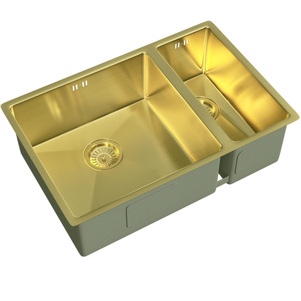 Ellsi Elite 1.5 Bowl Stainless Steel Undermount Kitchen Sink Brushed Brass 670mm x 440mm BRUSHED BRASS PDT-000383_2