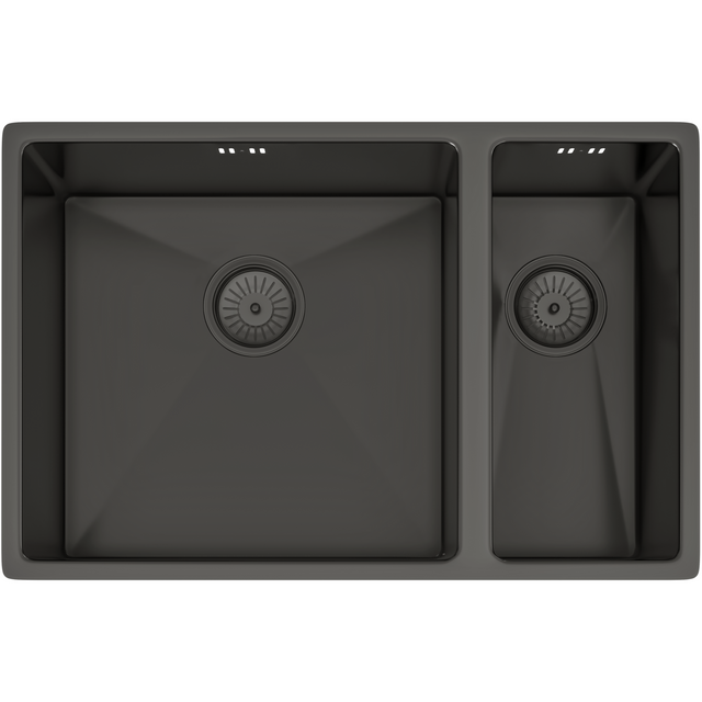 Ellsi Elite 1.5 Bowl Stainless Steel Undermount Kitchen Sink Gun Metal 670mm x 440mm GUN METAL PDT-000382_1