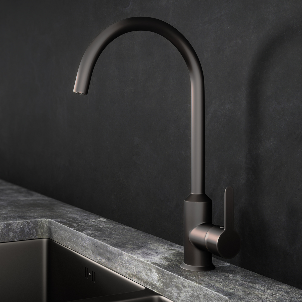 Ellsi Entice Cold Start Single Lever Kitchen Mixer Tap GUN METAL ENT-01-GM LS