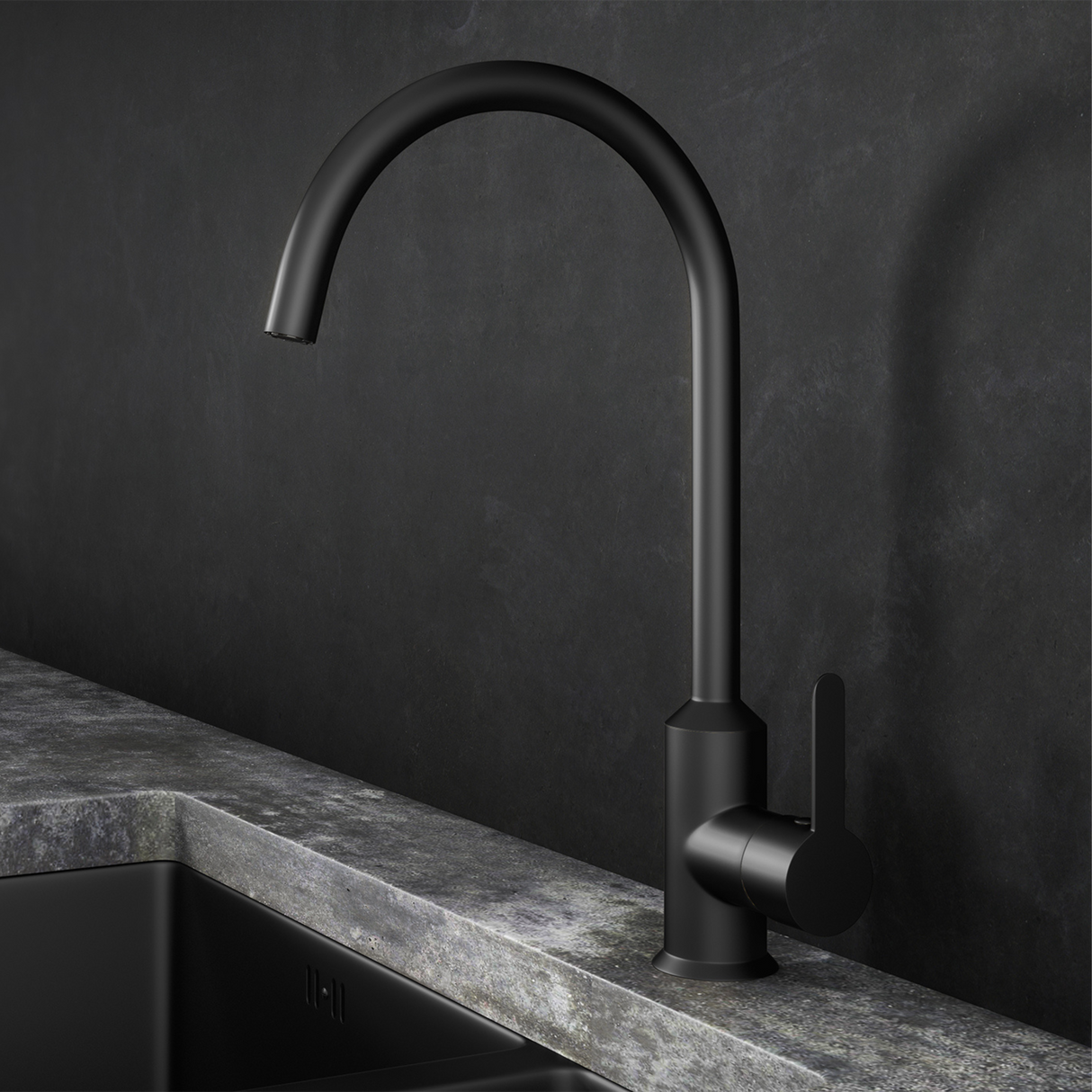 Ellsi Entice Cold Start Single Lever Kitchen Mixer Tap MATT BLACK ENT-01-MB LS