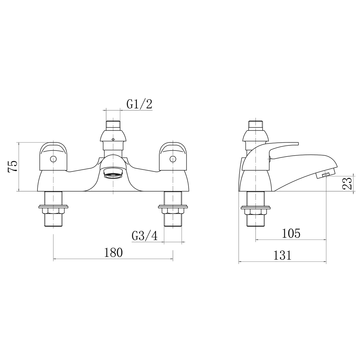 Ellsi Eric Bath Shower Mixer Tap & Shower Kit Chrome ERI-02-CH LD