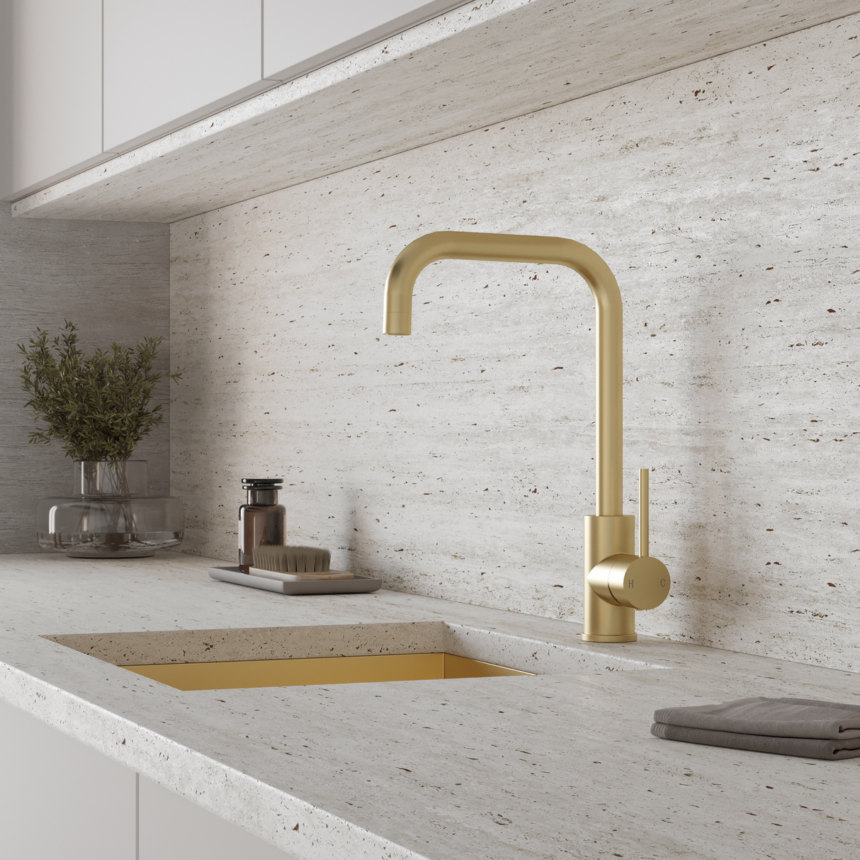 Ellsi Forma Single Lever Kitchen Mixer Tap BRUSHED BRASS FOR-01-BB LS