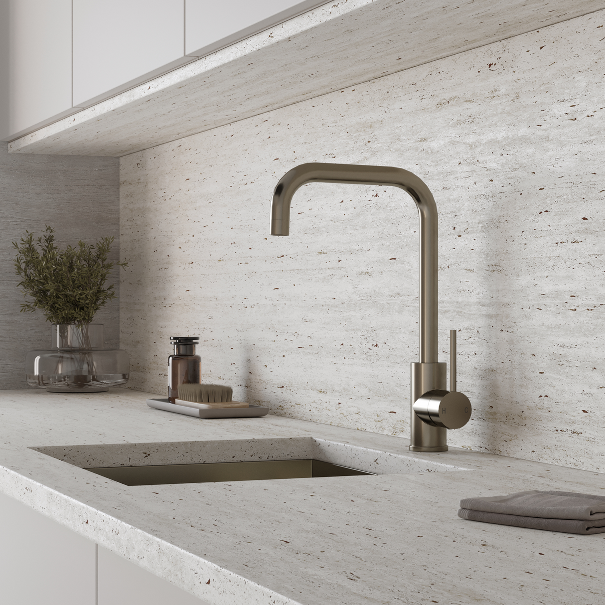 Ellsi Forma Single Lever Kitchen Mixer Tap BRUSHED STEEL FOR-01-BS LS