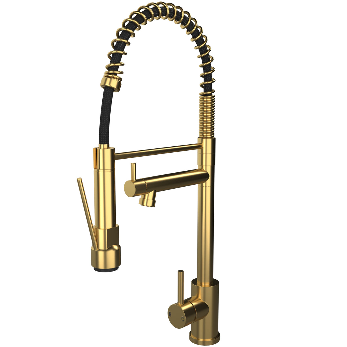Ellsi Grande Spring Style Pull-Out Single Lever Kitchen Mixer Tap BRUSHED BRASS GRA-01-BB