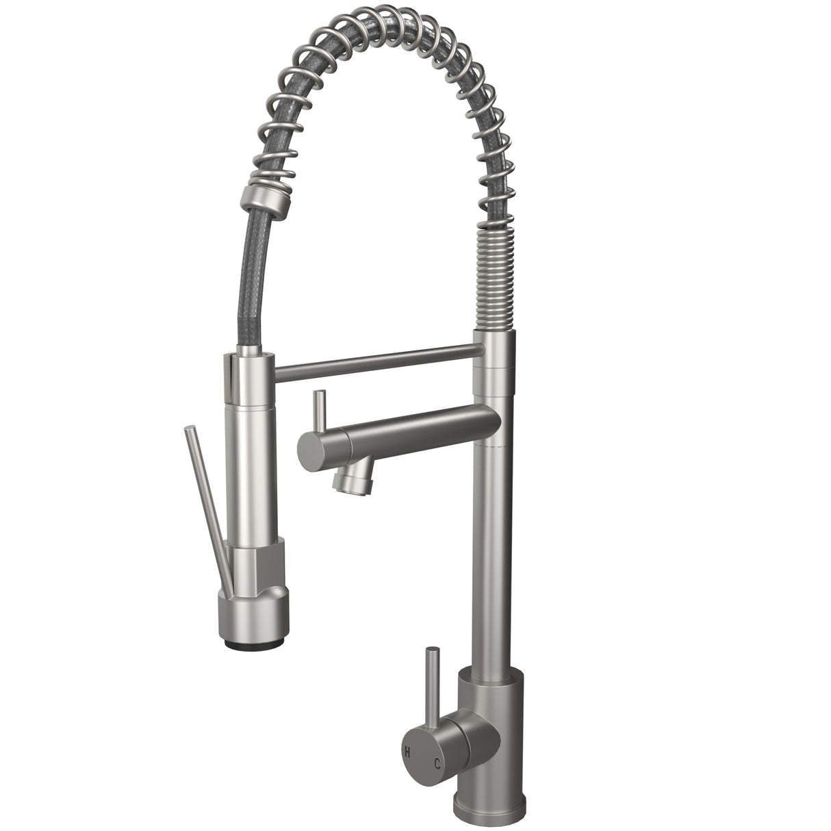 Ellsi Grande Spring Style Pull-Out Single Lever Kitchen Mixer Tap BRUSHED STEEL GRA-01-BS