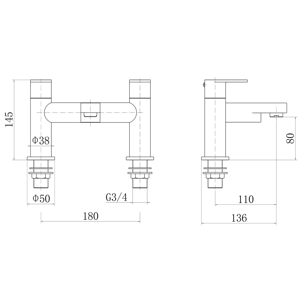 Ellsi Juno Bath Filler Tap Chrome JUN-03-CH LD