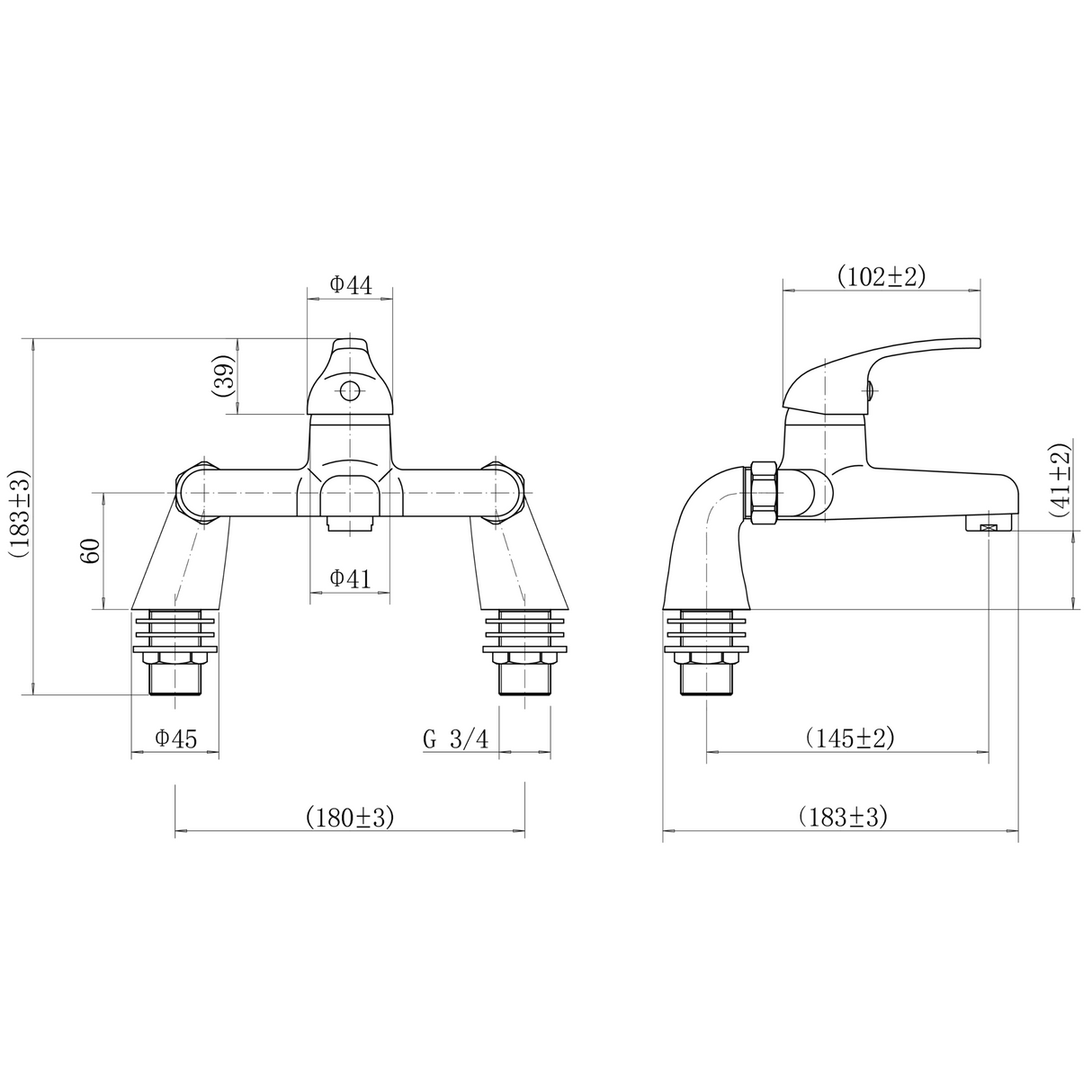 Ellsi Eric Pillar Mounted Bath Filler Tap Chrome LOO-03-CH LD