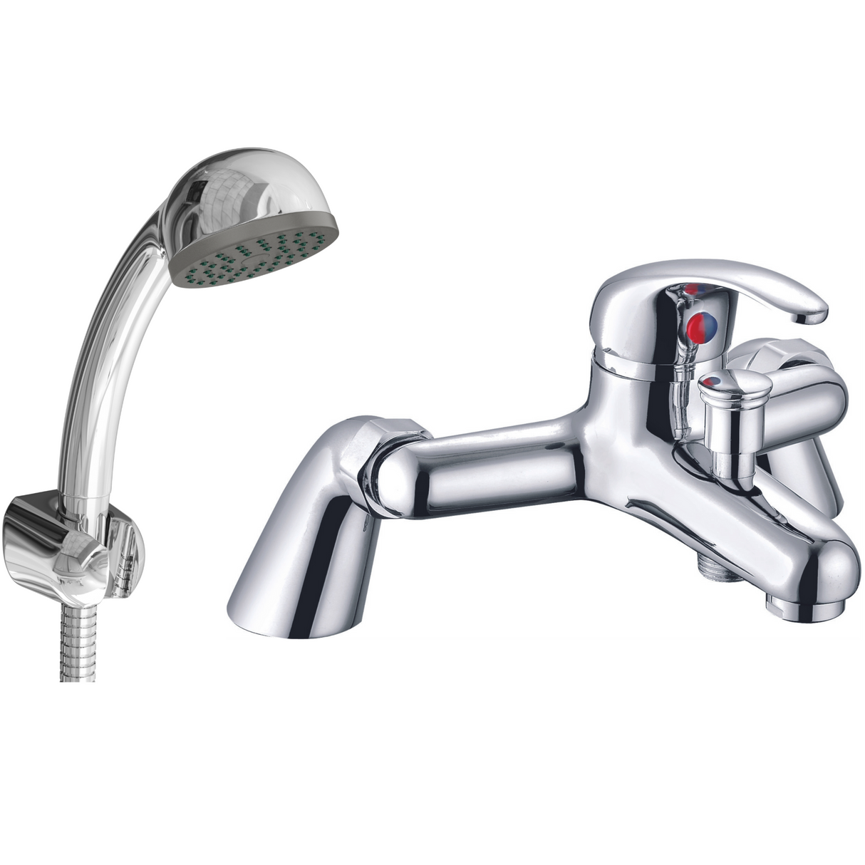 Ellsi Loop Pillar Mounted Bath Shower Mixer Tap & Shower Kit Chrome LOO-02-CH