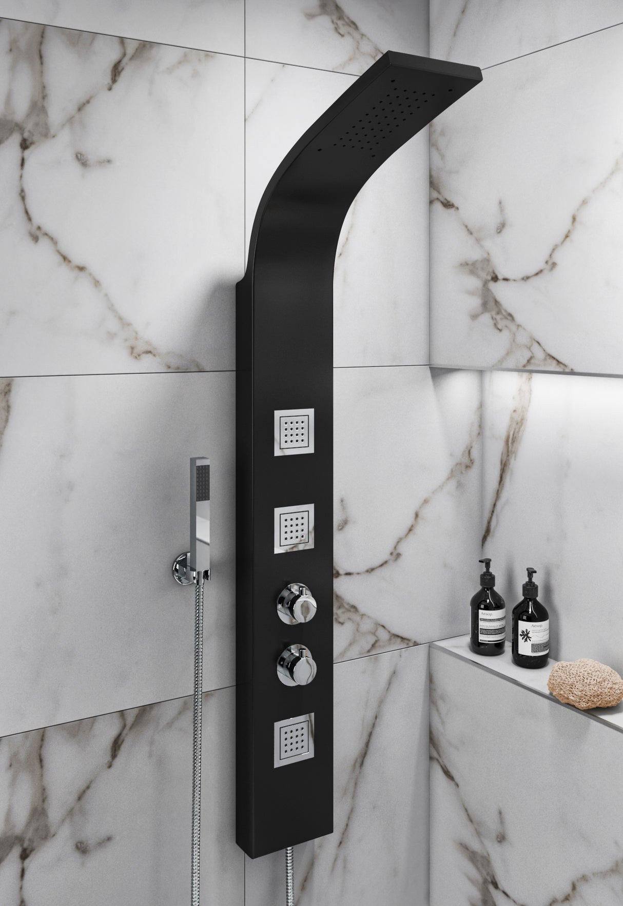 Ellsi Luna Thermostatic Shower Tower Panel Matt Black MATT BLACK PDT-000427 LS