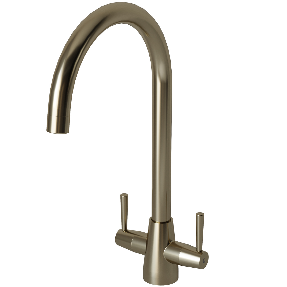 Ellsi Lusso Twin Lever Kitchen Mixer Tap BRUSHED STEEL LUS-01-BS