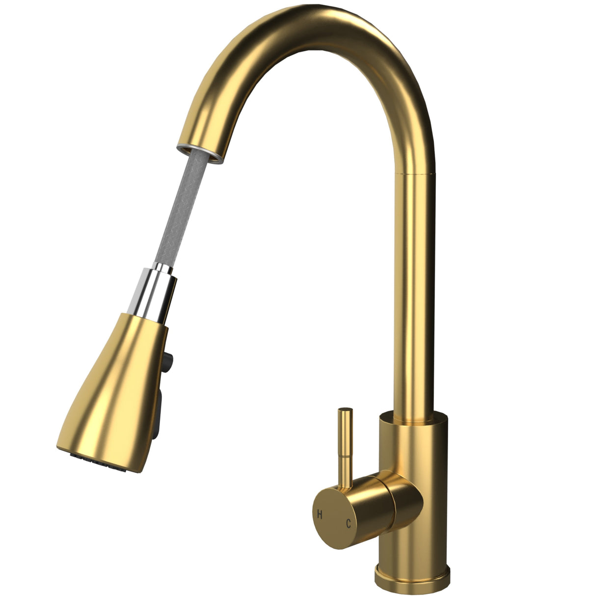 Ellsi Luxr Pull-Out Single Lever Kitchen Mixer Tap BRUSHED BRASS LUX-01-BB_2