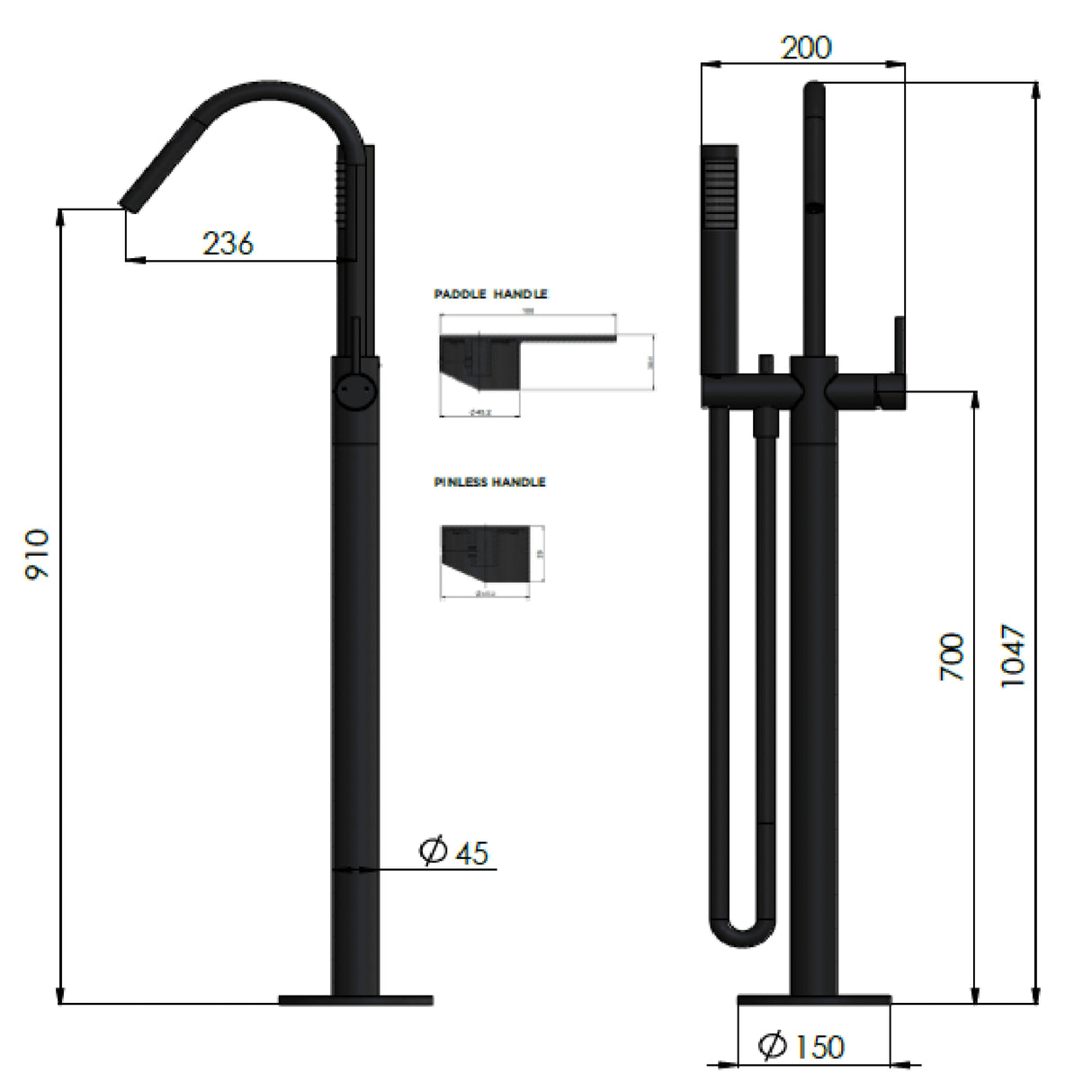 Meir Freestanding Single Lever Bath Shower Mixer Tap With Shower Kit Champagne MB09-CH LD