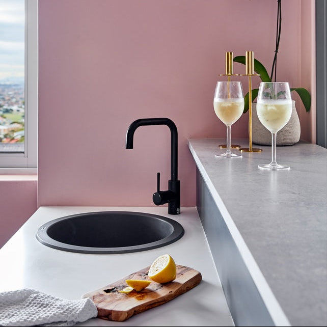 Meir Square Neck Single Lever Kitchen Mixer Tap Matt Black MK02 LS3