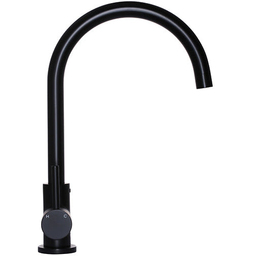 Meir Round Swan Neck Kitchen Mixer Tap Matt Black MK03_2