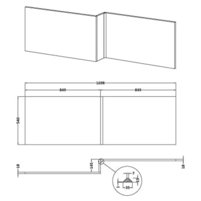 Nuie L-Shaped Shower Bath Front Panel MDF/MFC Graphite Grey MPC2235 LD