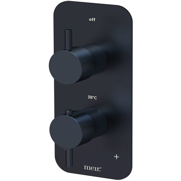 Meir 1 Outlet Thermostatic Concealed Shower Valve - Matt Black MTV11-SET