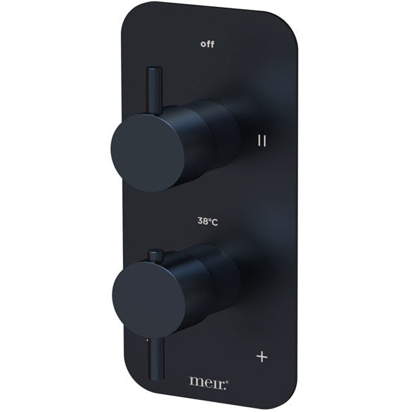 Meir 2 Outlet Thermostatic Concealed Shower Valve With Diverter - Matt Black MTV22-SET
