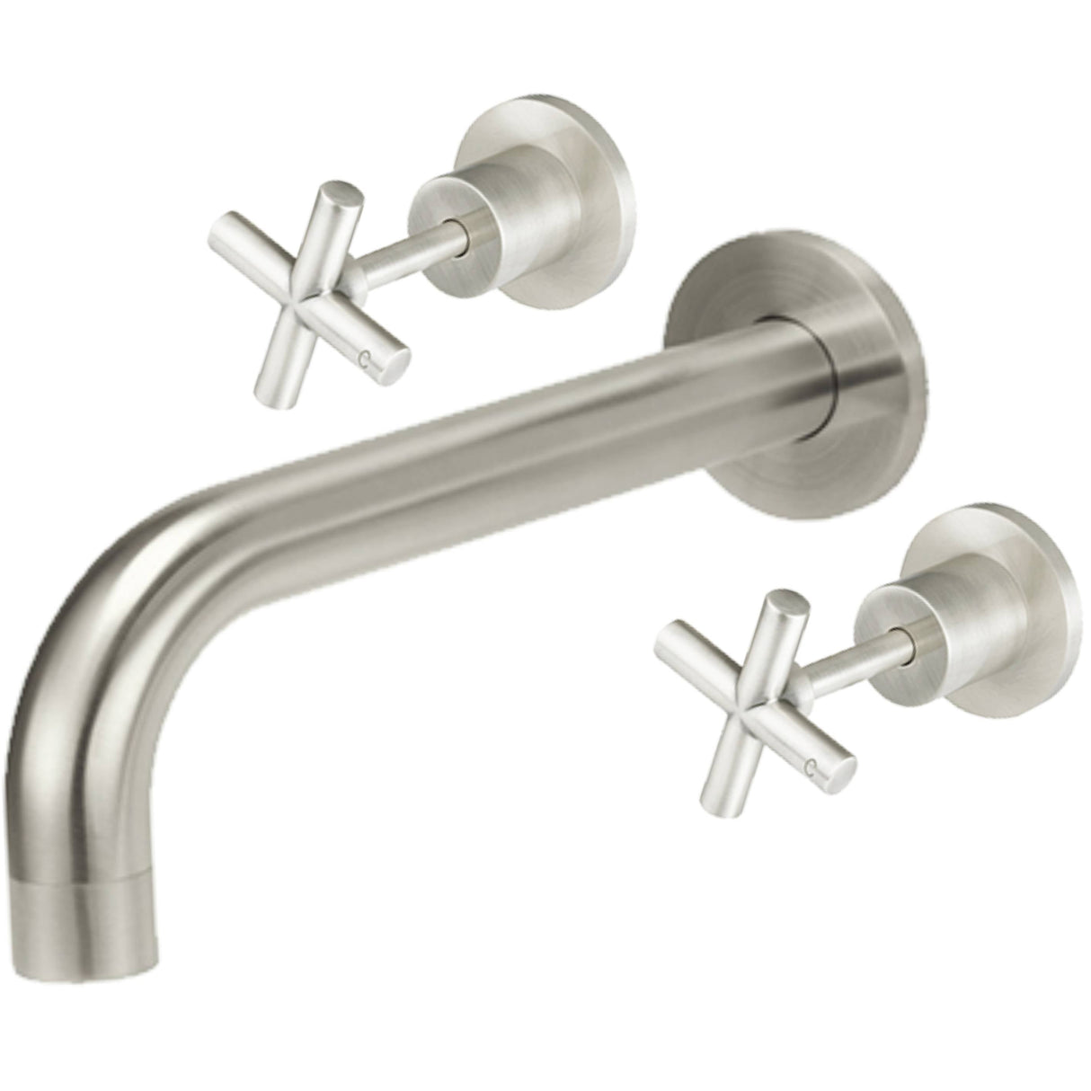 Meir Crosshead Wall Mounted 3-Hole Basin Mixer Tap - Brushed Nickel MW08JL-SET-PVDBN