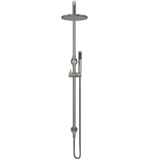 Meir 2 Outlet Round 200mm Rigid Riser Shower Kit With Diverter & Elbow Outlet Shadow MZ0704-R-PVDGM_2