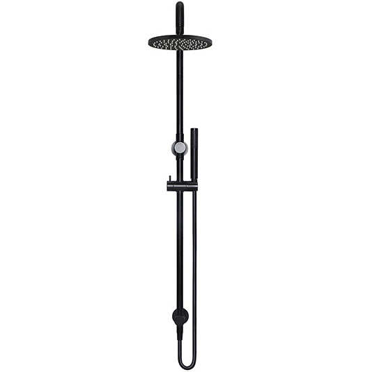 Meir 2 Outlet Round 200mm Rigid Riser Shower Kit With Diverter & Elbow Outlet Matt Black MZ0704-R_2
