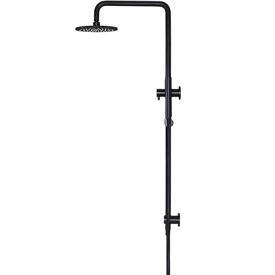 Meir 2 Outlet Round 200mm Rigid Riser Shower Kit With Diverter & Elbow Outlet Matt Black MZ0704-R_3