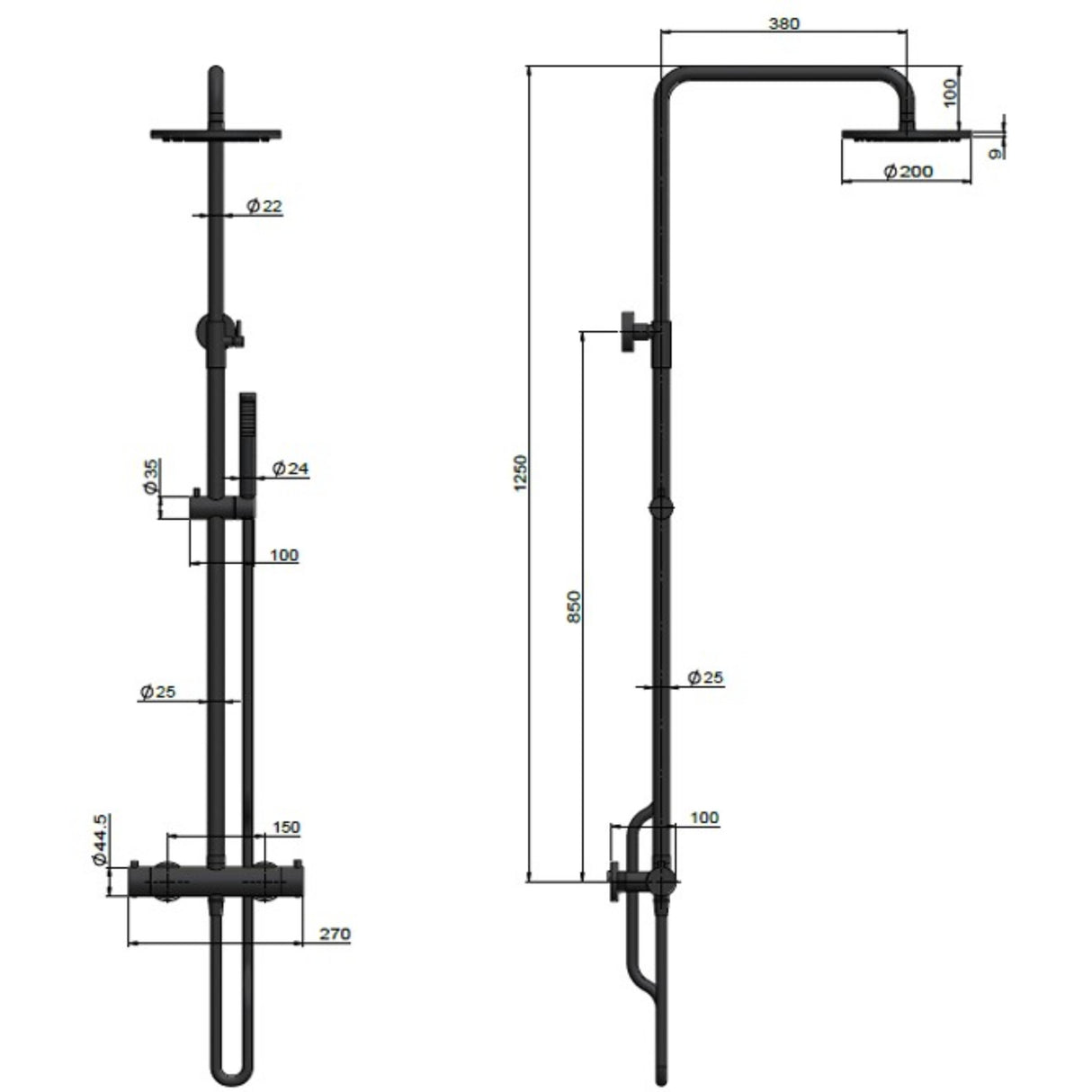 Meir Round 2 Outlet Exposed Thermostatic Shower Set Tiger Bronze MZT01N-PVDBB LD