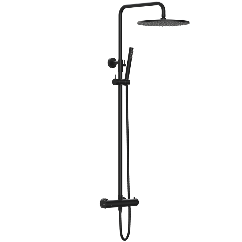 Meir Round 2 Outlet Exposed Thermostatic Shower Set Matt Black MZT01N_1