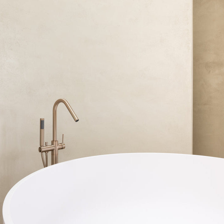 Meir Freestanding Single Lever Bath Shower Mixer Tap With Shower Kit Champagne MB09-CH LS2