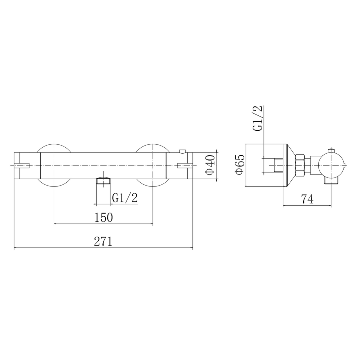 Ellsi Mist Thermostatic Bar Valve Chrome LD2