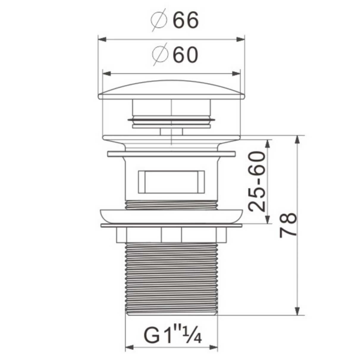 Ellsi Mushroom Push Button Click Clack Basin Waste Chrome - Slotted MNW001CH LD