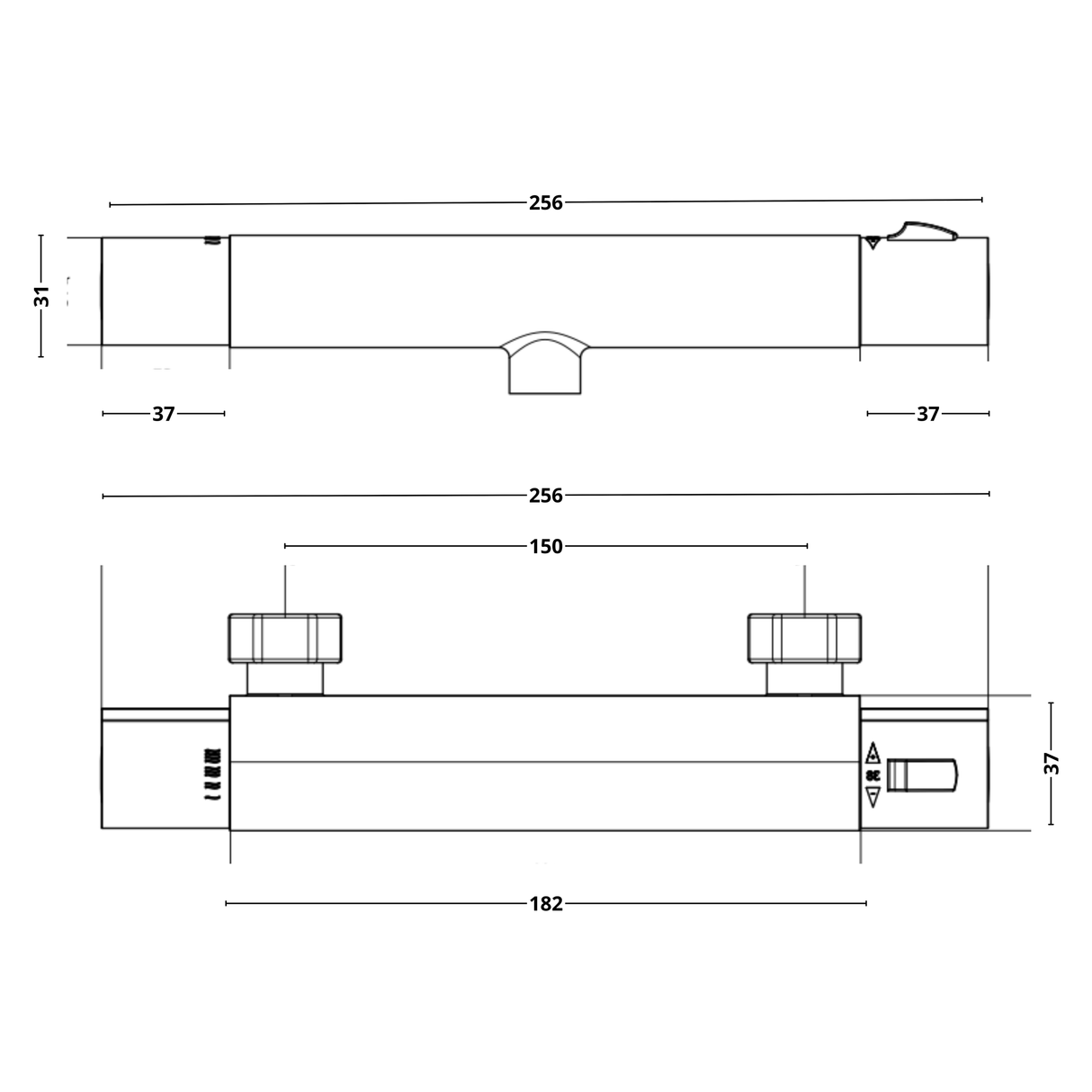 Ellsi Nona Cool Touch Exposed Thermostatic Bar Shower Valve Chrome - Without Shrouds PDT-000628 LD