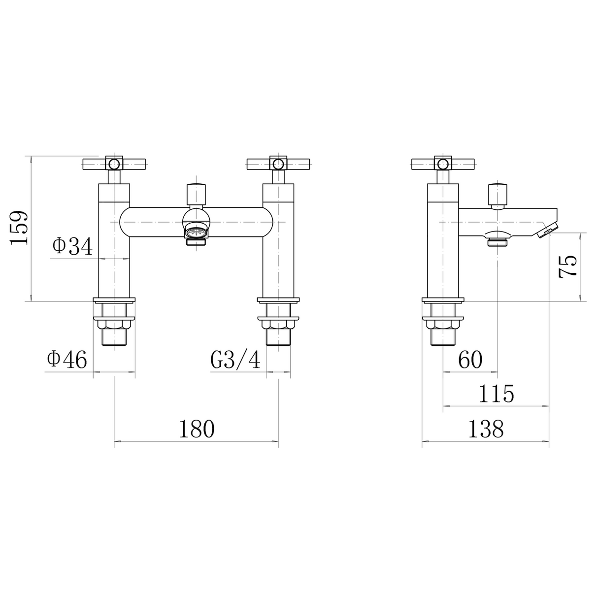 Ellsi Oban Bath Shower Mixer Tap & Shower Kit Chrome OBA-02-CH LD